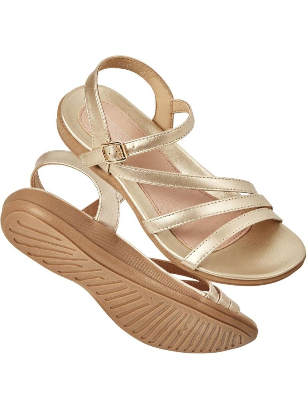 🆕Women's Gold Flat Sandals Dressy Comfortable Summer Strappy Dress Shoes